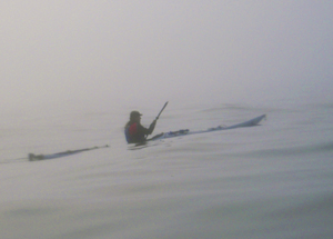 Afloat o’er the foggy mystery of Drakes Bay. Photo by John Weed.