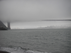 Golden Gate Bridge, during the approach to Kirby Cove. Photo by John Weed.