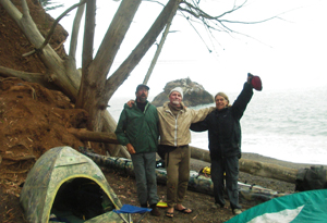 Snug Harbor - our camp against the bluffs at Kirby Cove.