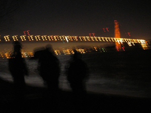 As we polished off our grog, ambient lights took on a surreal aspect. Photo by John Weed.