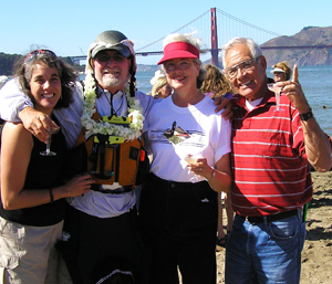 Dawn Garcia, Paul McHugh, and Mom and Pop Garcia at Crissy Field Beach. Photo by Dawn Garcia.